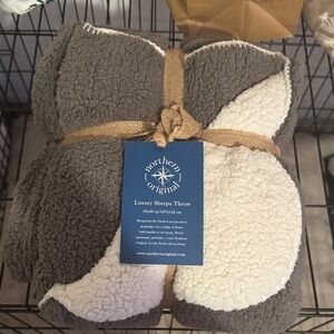 Gray and Cream Sherpa Throw